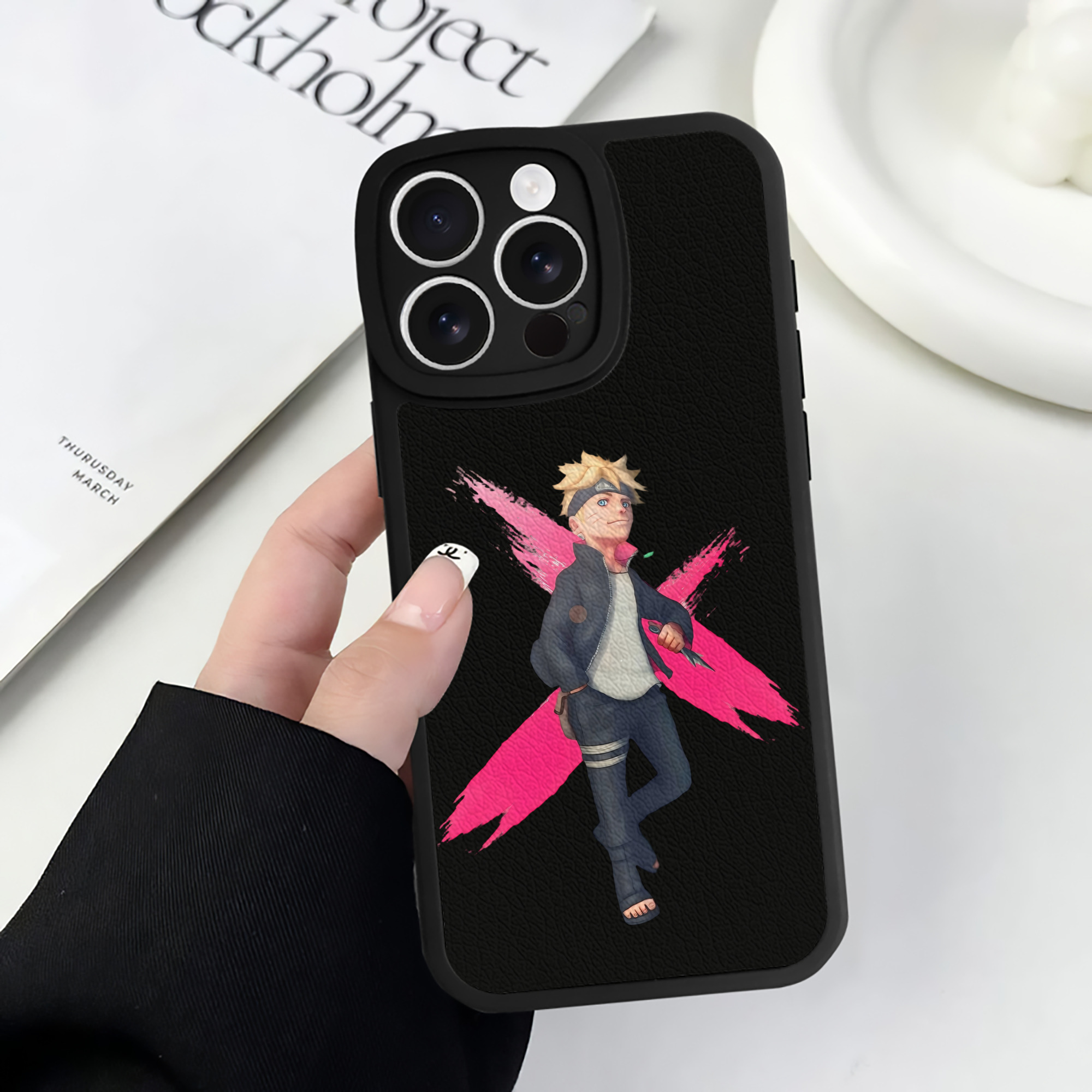 （画像用） NARUTO -ナルト- うずまき ボルト Uzumaki Boruto 【iPhone 16シリーズ対応】シリコンスマホケース（レザー調） 材質：シリコン